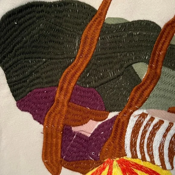 Anthro x Celandine Oversized Graphic Ivory Sweatshirt Sz L/XL NWT - Picture 8 of 16